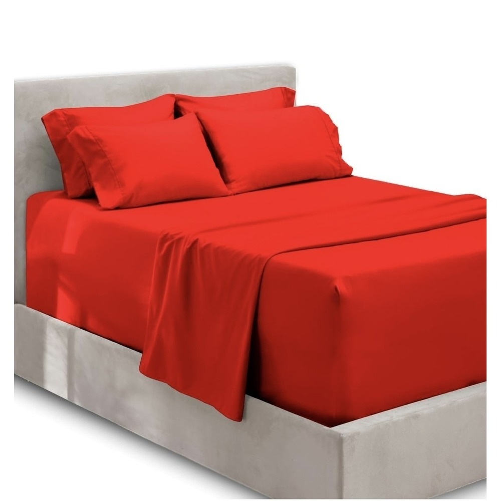 Hearth and Harbor 21" Extra Deep Pocket Twin XL Sheets - 4 Piece Red